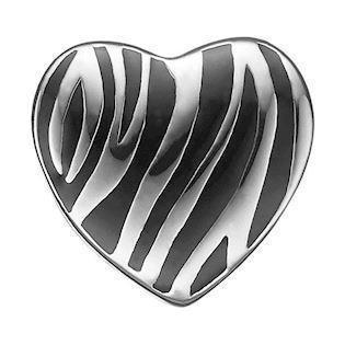 Køb dit  Hjerte med sort og sølv zebrastriber fra Christina smykker hos Ur-Tid.dk